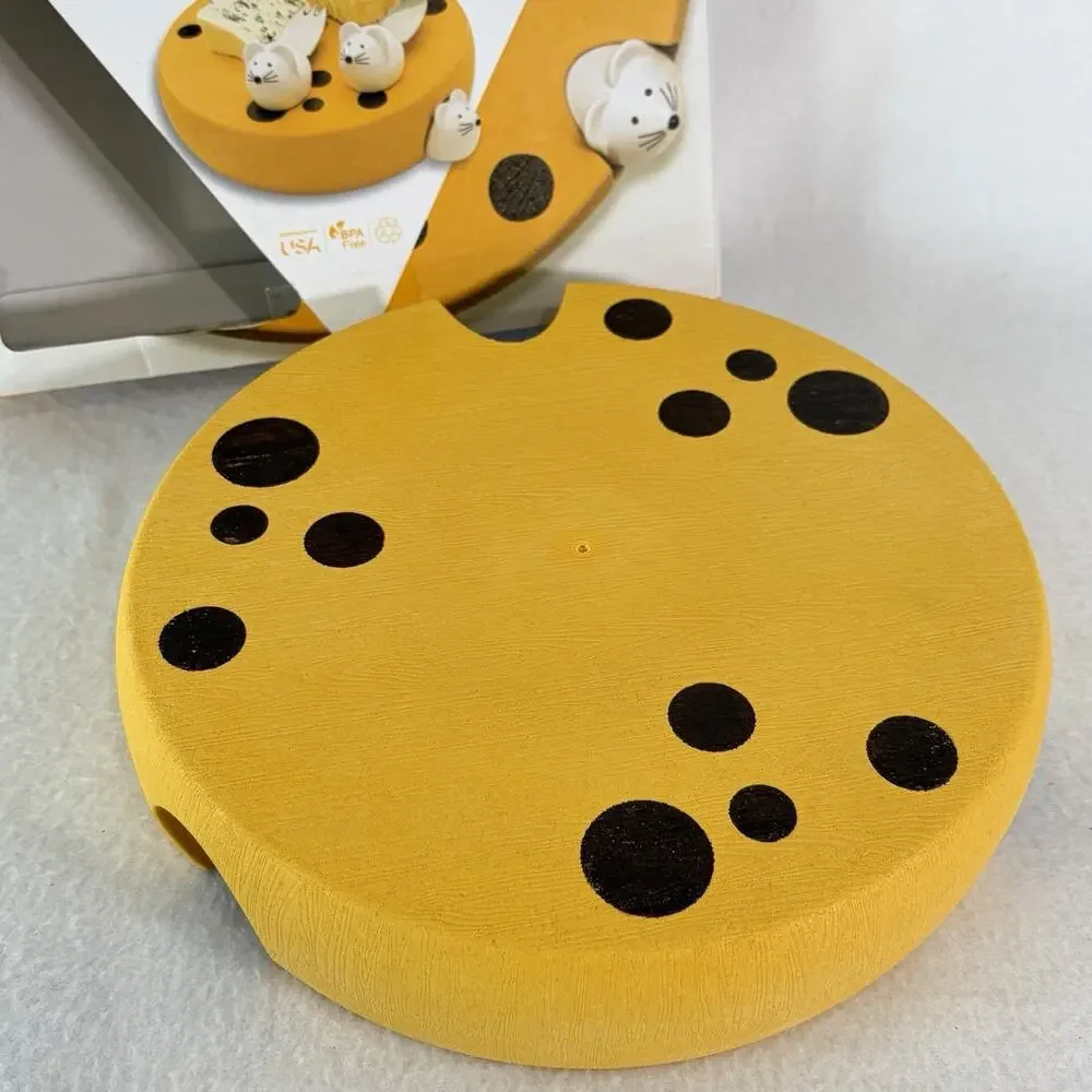 Cheese Serving Board and Tray with Cheese Motif and Mouse Charcuterie